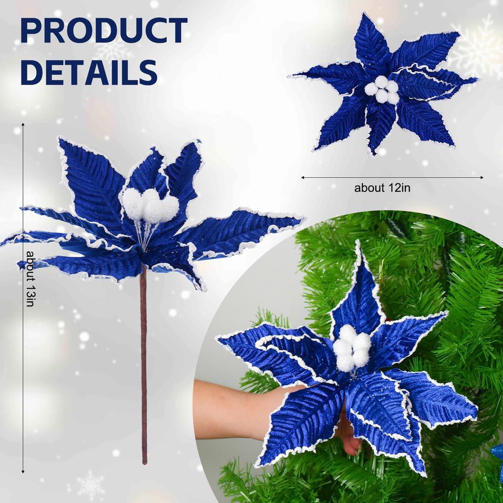 Artificial Poinsettia Flowers for Christmas Tree Versatile Xmas Tree Ornaments for Holiday Wedding & Garland Decor