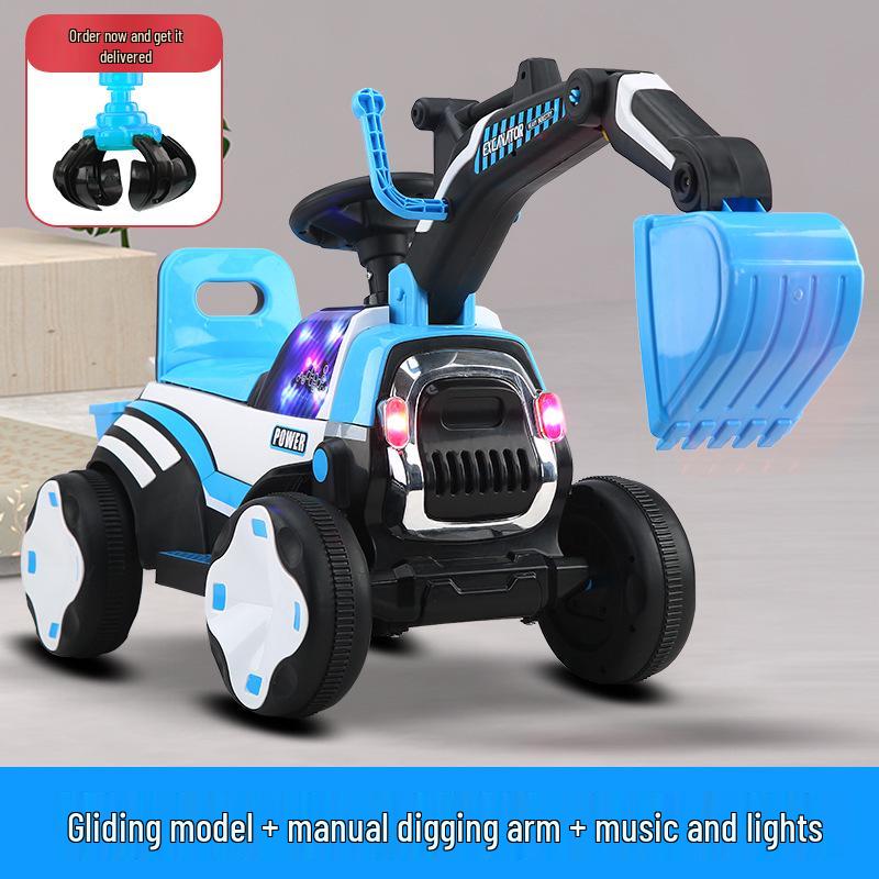 Children's Rideable Electric Excavator Toy Car with Music and Pedals