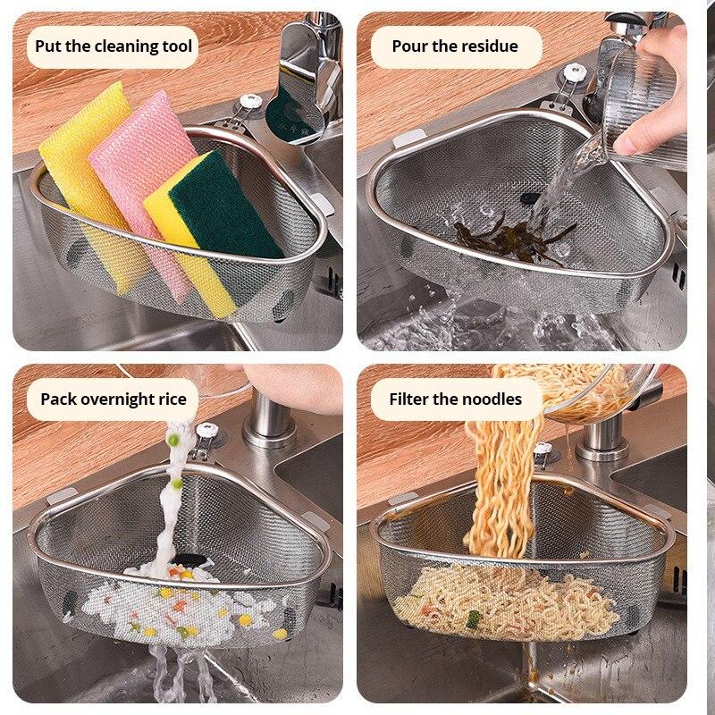 Sink triangular drainage basket, kitchen waste filter basket, unwashed vegetable basket, storage rack