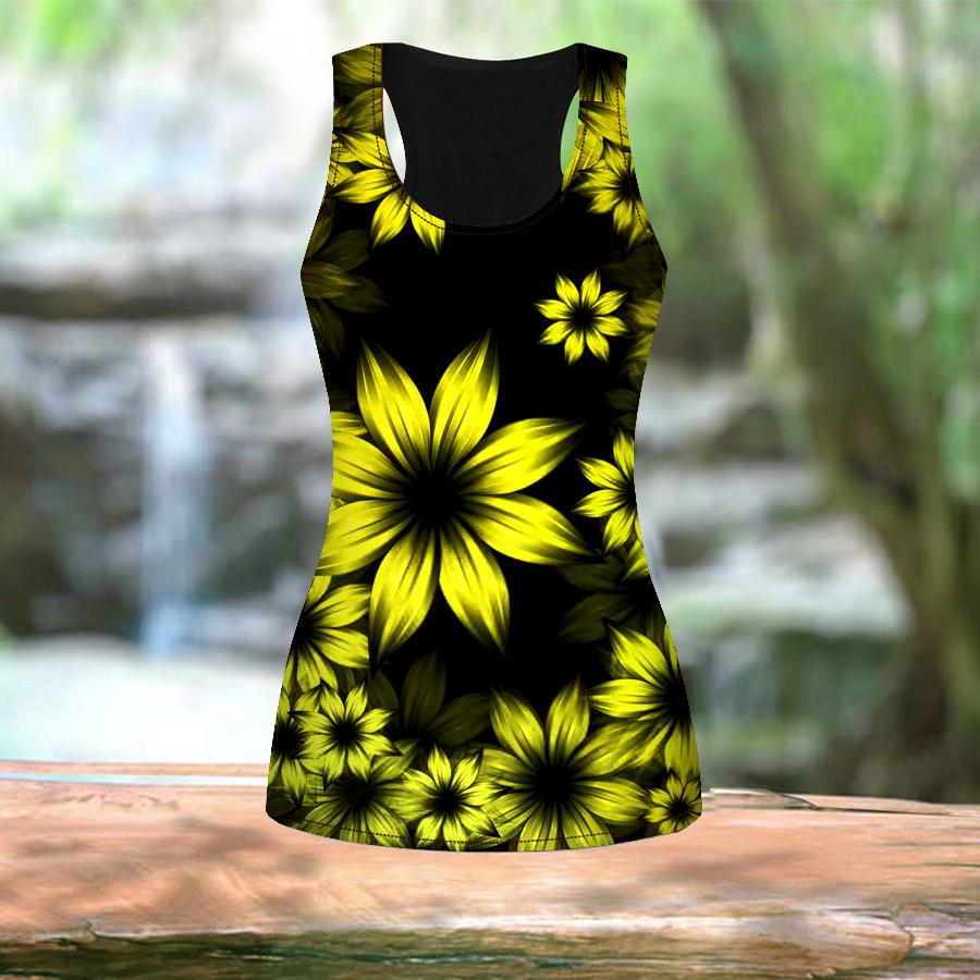 

Женские летние спортивные рубашки с 3D оранжевыми цветами и принтом для занятий йогой и тренажерным залом, жилеты больших размеров 8XL жёлтый