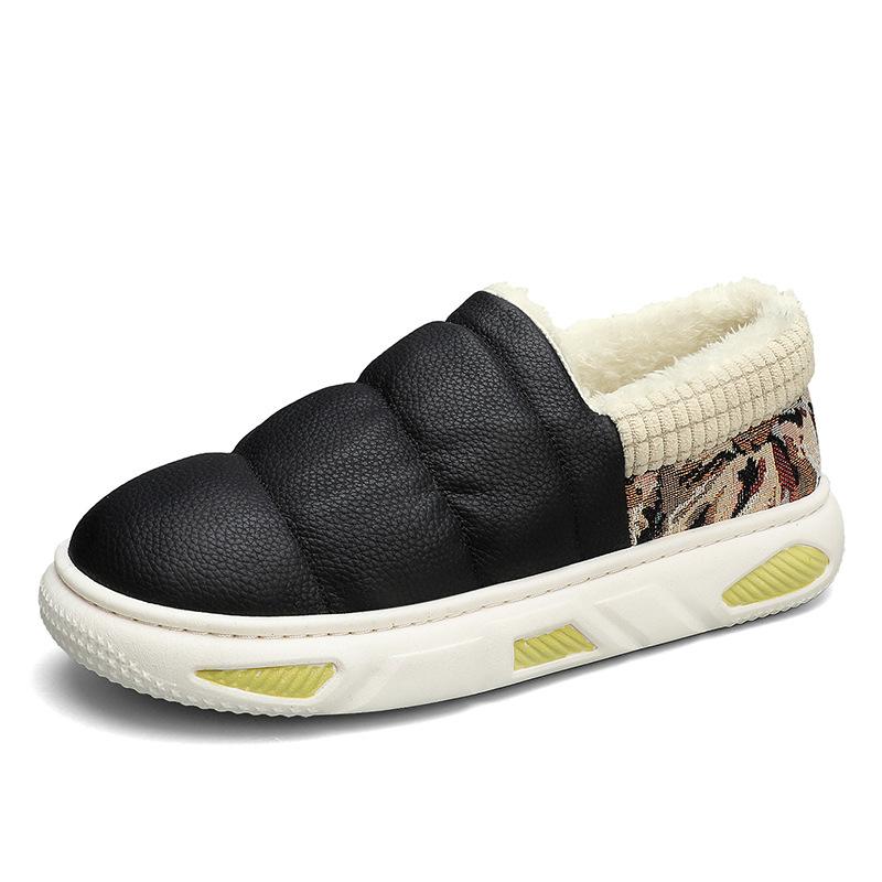 

Winter cotton shoes men s velvet thickened warm one pedal non-slip sports leisure thick-soled indoor home lazy shoes 39 чорний