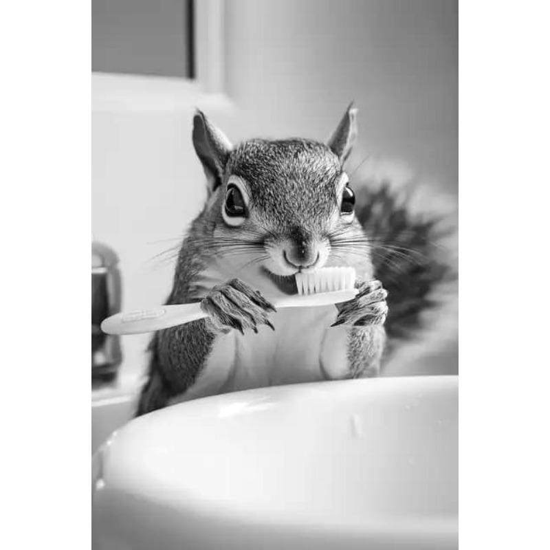 

Черно-белый милый постер с изображением животных и туалетной бумаги, кошка, еж, ленивец, холст, настенное искусство, ванная комната, гостиная, домашний декор 21cm×30cm NoFrame