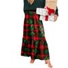 Women's Ruffled Casual Long Skirt Plaid Skirt Retro Pleated Skirt