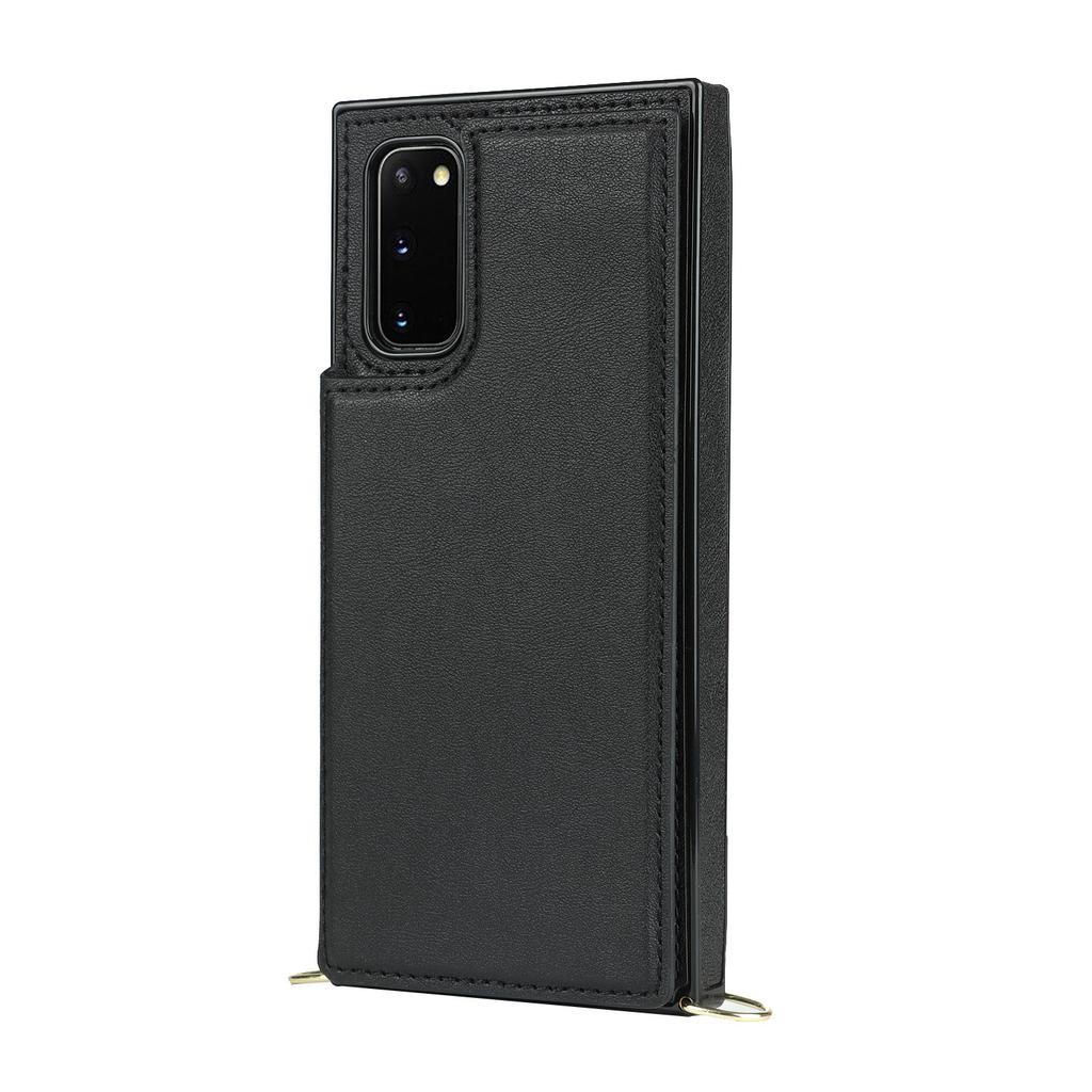 Dual Button Card Holder Wallet Phone Case for Samsung Galaxy S25 Ultra S24 Plus S23 FE S22 S21 S20 Note 20 Bracket Leather Cover