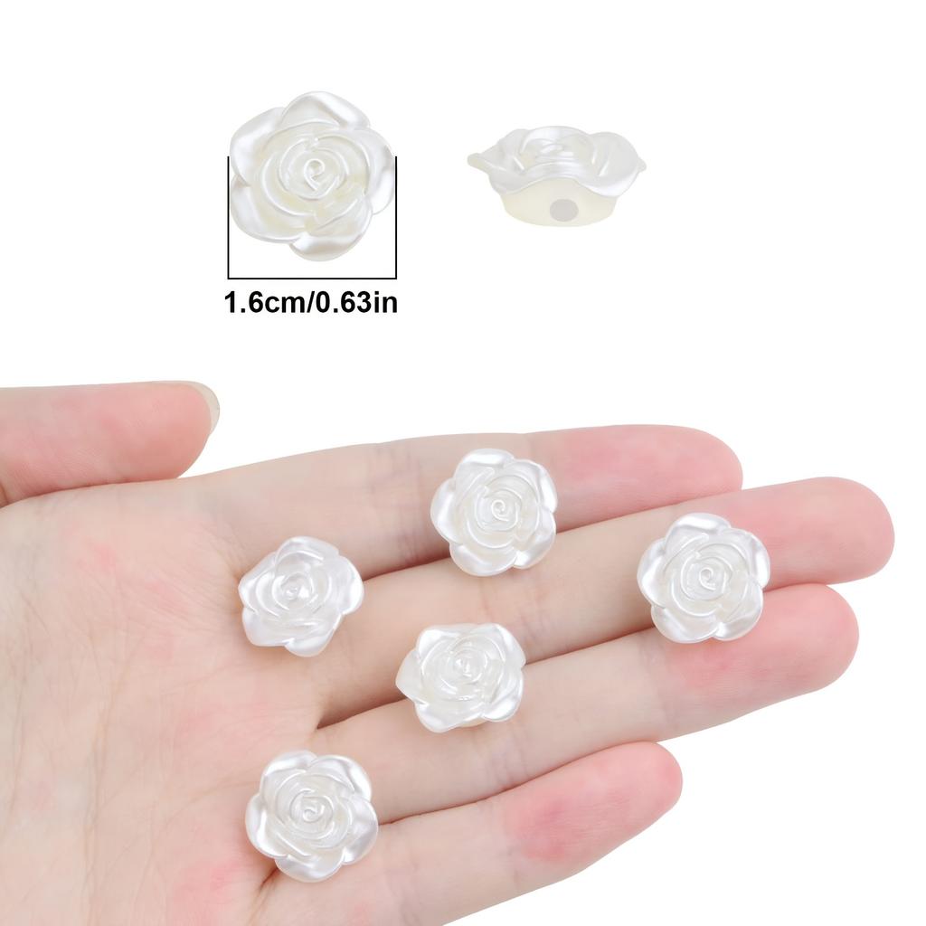 20 pezzi 16mm Perle Rosa Fiore Camelia Bianco 3D Bottoni da Cucito per Realizzare Orecchini Fai da Te Collana Braccialetto Vestito Fermacapelli ZSY