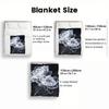 Black background white peony floral design flannel blanket elegant modern bedroom decor luxury flower pattern throw blanket gift