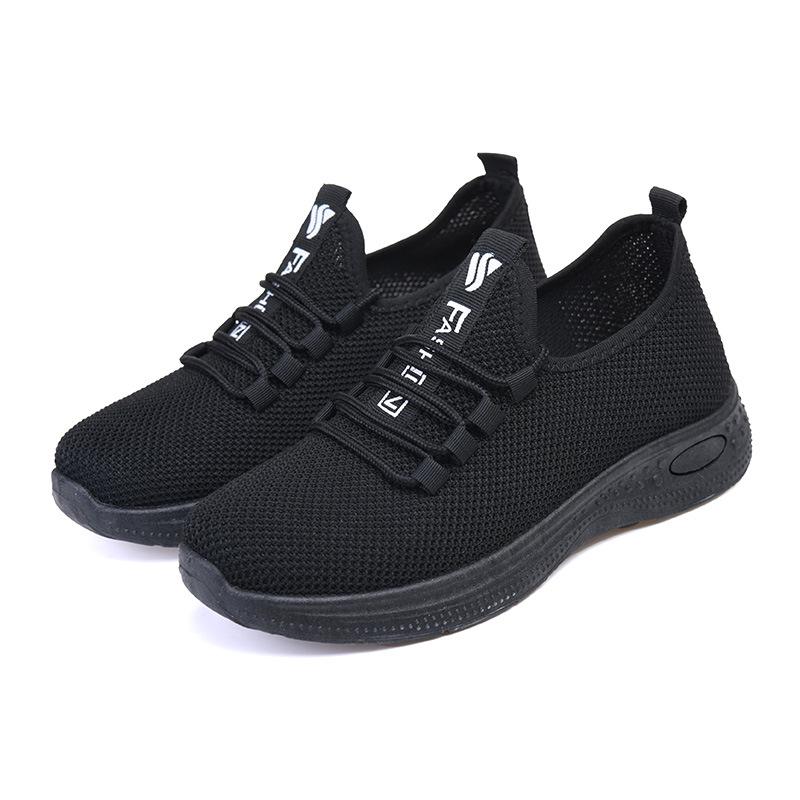 Damen Rutschfeste Weiche Sohle Netzschuhe, Atmungsaktiv Frühling/Herbst Schwarze Arbeitsschuhe