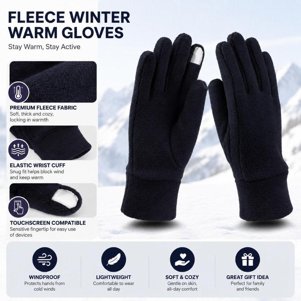 Polar Fleece Thermal Winter Gloves Full Finger Fleece Winter Gloves Unisex Warm Winter Gloves