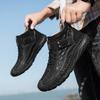 Autumn/Winter  Men's Casual Leather Shoes British-Style Driving Shoes Handmade High-Top Boots Moccasins Shoes