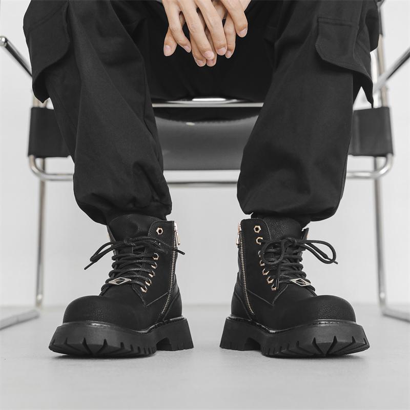 Fashion Autumn and winter men's boots Retro and trendy styles Outdoor Fashion Street 38-46 Young shoes Thick soled lace up versatile