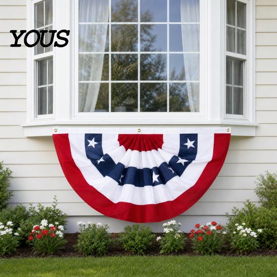 Fächer für Feiertage USA-Flagge, 4. Juli Amerikanische Flaggen-Girlande, Rot Weiß Blau Hochwertige Patriotische Deko Halb-Banner für