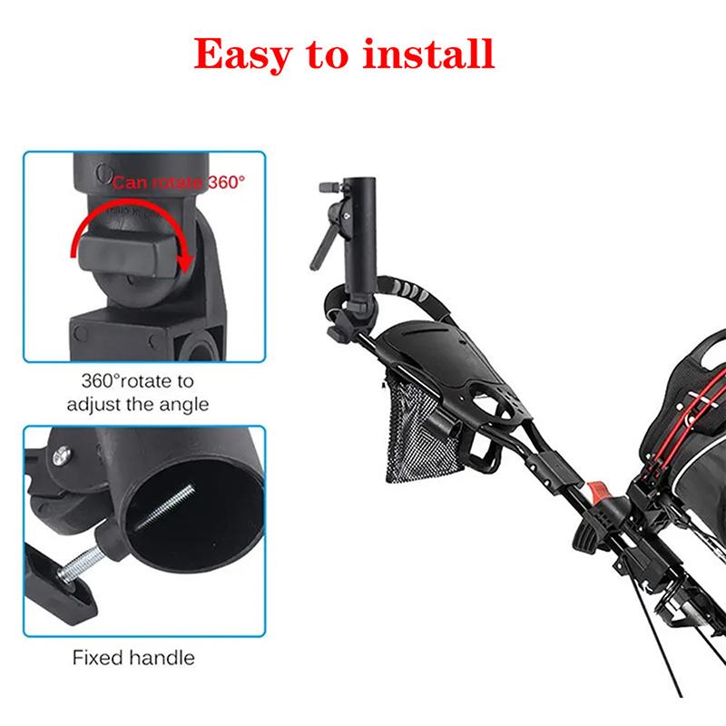 Universal Golf Cart Umbrella Holder Umbrellas Bracket Adjustable Golf Trolley Umbrella Stand Clip Buggy Wheelchair Baby Pram