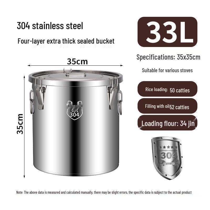 Stainless Steel Sealing Bucket: Insect & Moisture-Proof Rice and Soup Container