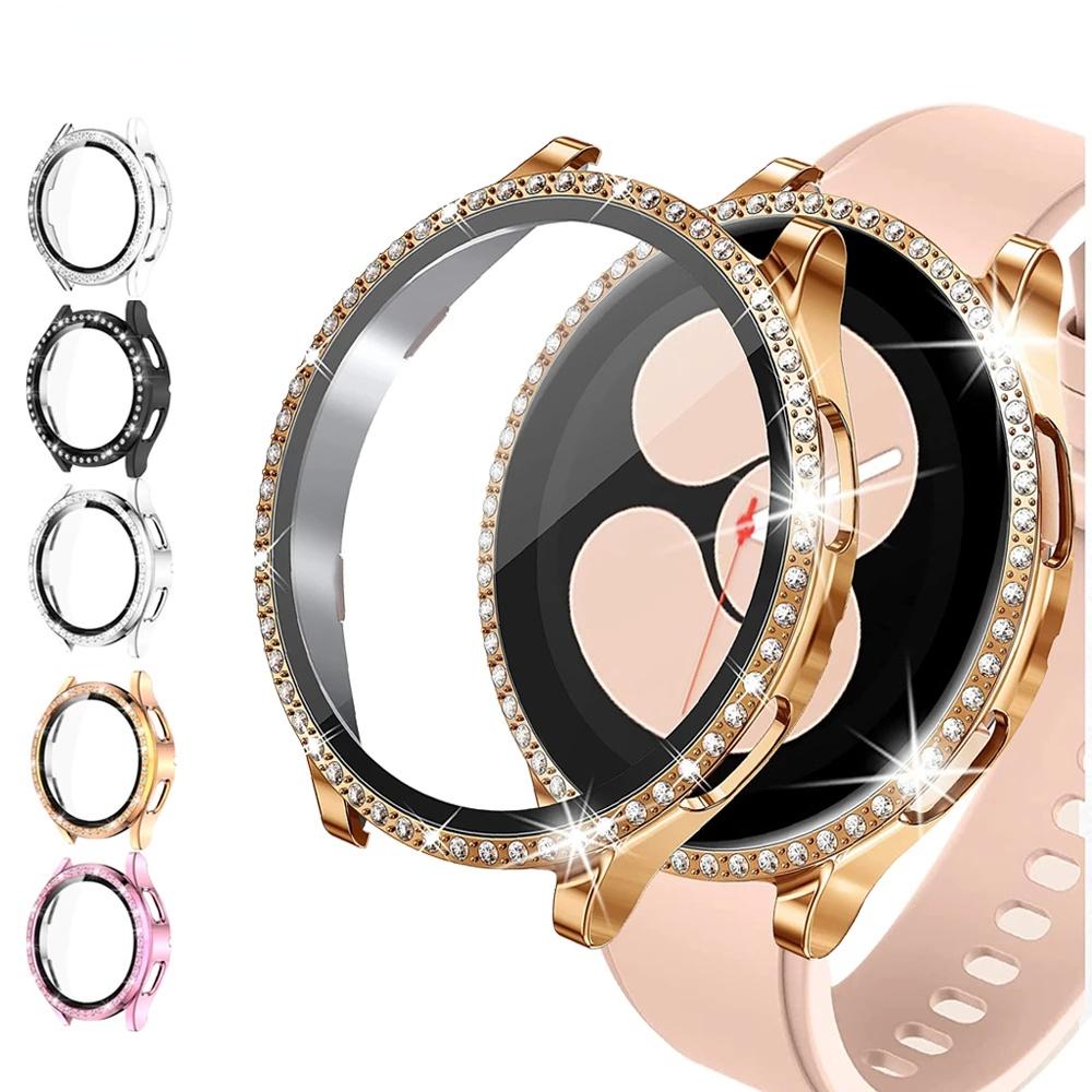 Custodia Cover + Proteggi schermo per Samsung Galaxy Watch 4 Accessori PC Vetro completo + Custodia Watch4 44mm 40mm