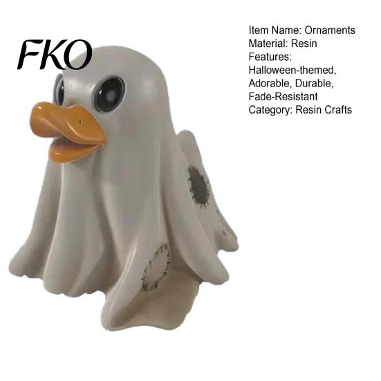 Party Decor Duck Halloween Resin Rubber Duck, Cute with Big Eyes & Orange Beak, Animal Figurine Fade-Resistant for Indoor Outdoor Desktop