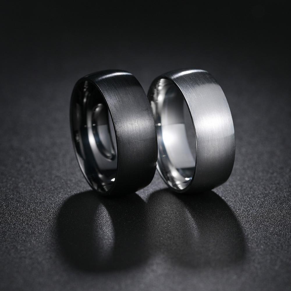 Black Wedding Band Engagement Stainless Steel Ring for Women Men