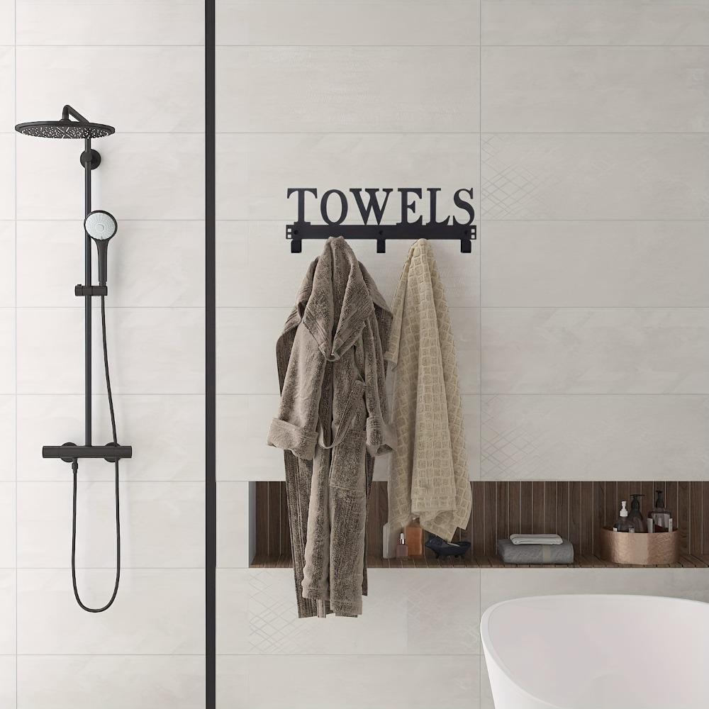 Heavy Duty Over Door Towel Rack 5/6/8 Hooks No Drilling, Black Metal Wall Mounted Organizer for Bathroom Kitchen Bedroom, Space Saving