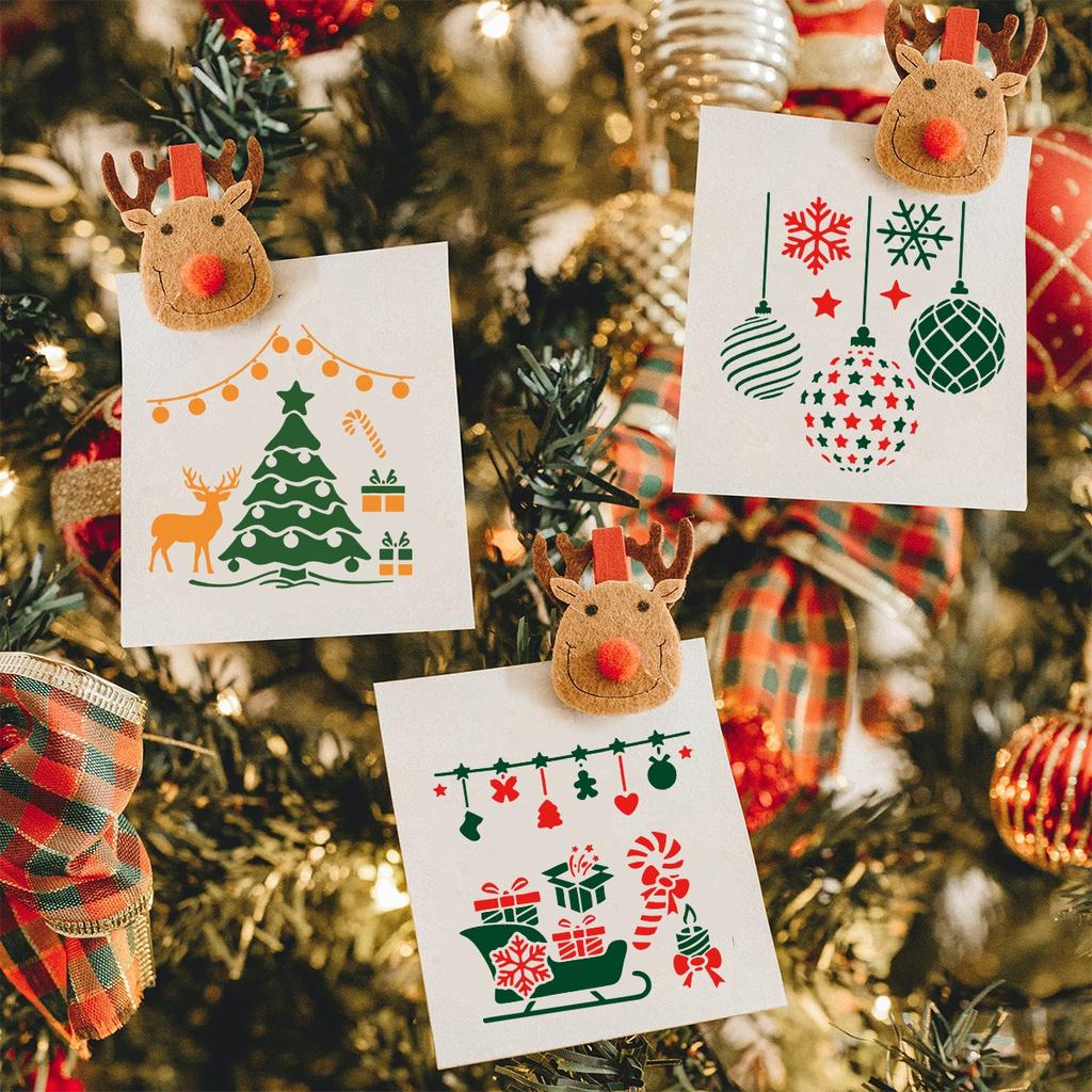 Christmas Stencils Merry Christmas Decorations for Home 2025 Navidad Natal Xmas Wall Window DIY Stencils Ornament New Year 2026