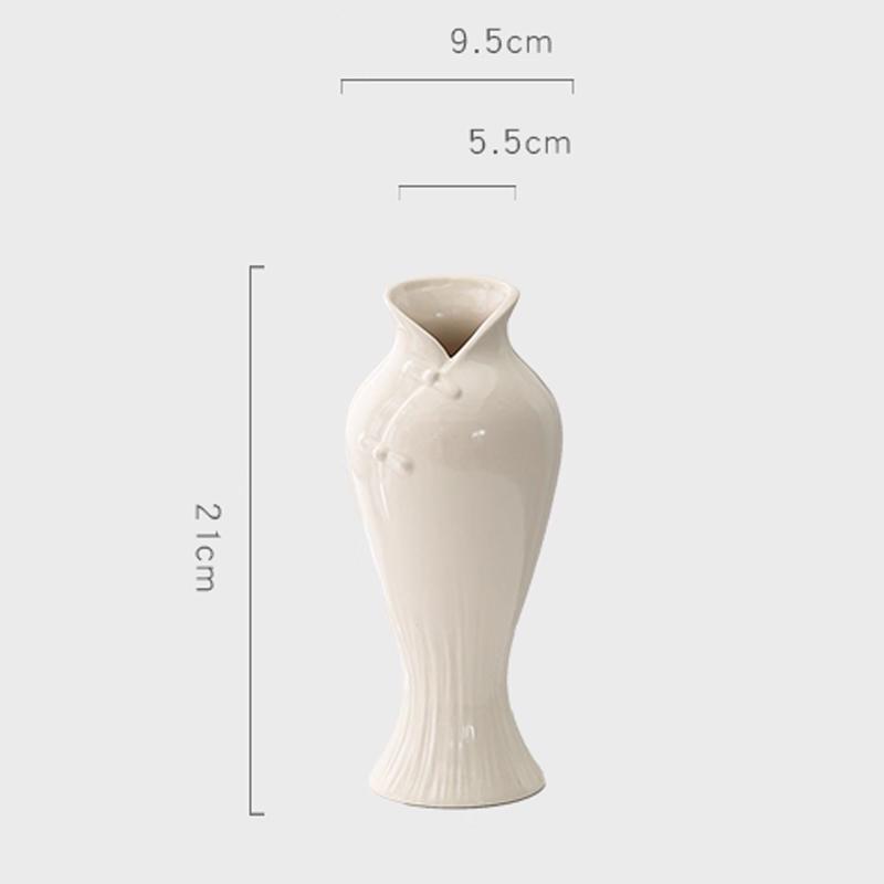 Chinese style Ceramic Qipao Shaped Vases, Home Dining Table Living Room Bedroom Office Decorations Accessories, Flower Ware, 1Pc