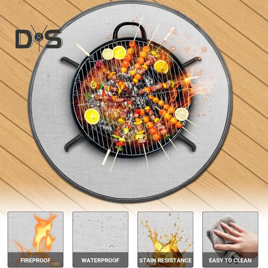 Outdoor Fireproof Mat Heat-Resistant Flame Retardant Anti-slip Deck Patio Lawn Camping Stove BBQ Grill Firepit Aluminum Foil Rug Fireplace Hearth Pad
