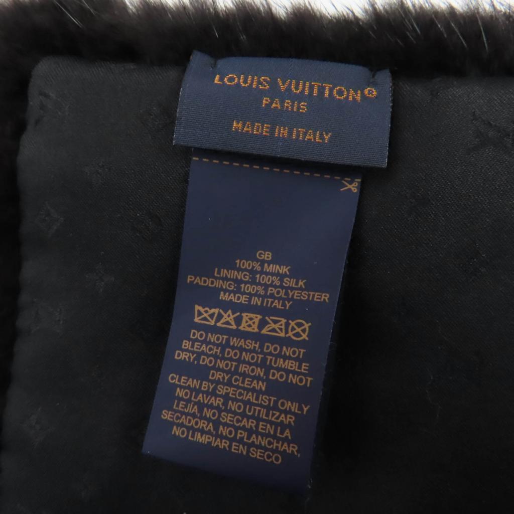 Louis Vuitton Shawl Echarpe Goglam LV Logo Black White Mink Women M77866 Used