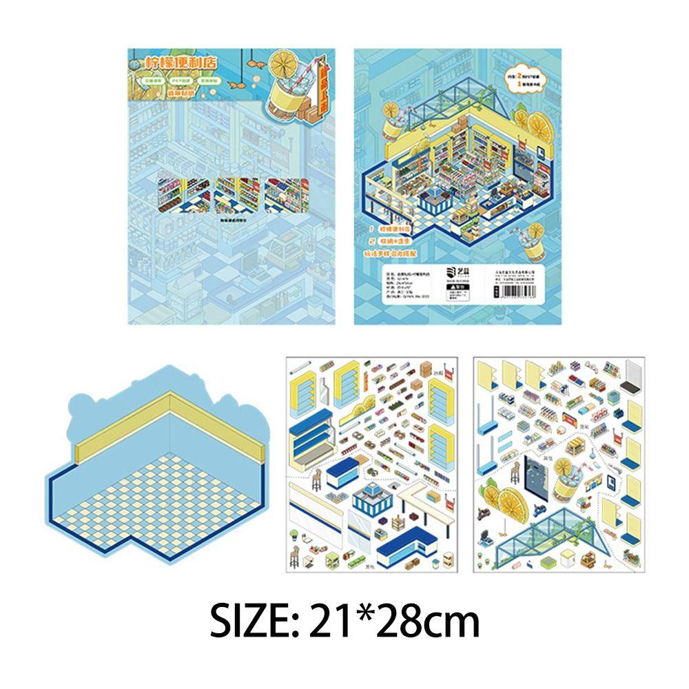 Visual Stacking Three-dimensional Sticker Lemon Shop Miniature Scene Sticker Children