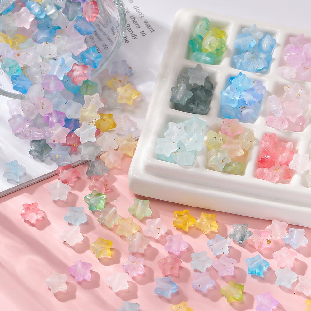 50pcs Acrylic Colorful Beads Star Shaped Spacer Beads for DIY Necklaces Bracelets Keychains Earrings Jewelry Making Accessories
