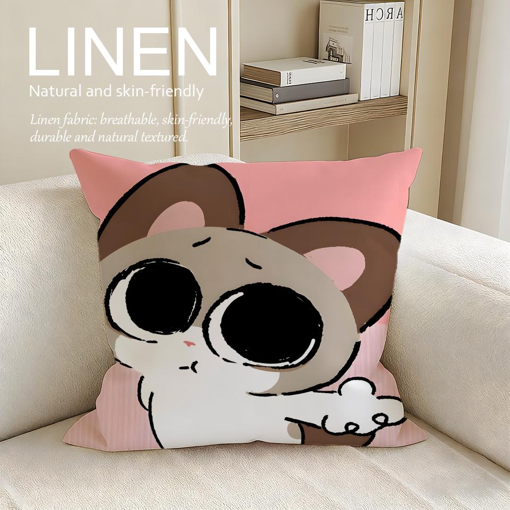 Cute Siamese Cat Azuki Cushion Cover Pillowcase Set Pcs x x Breathable Washable Sofa Cushion Cover