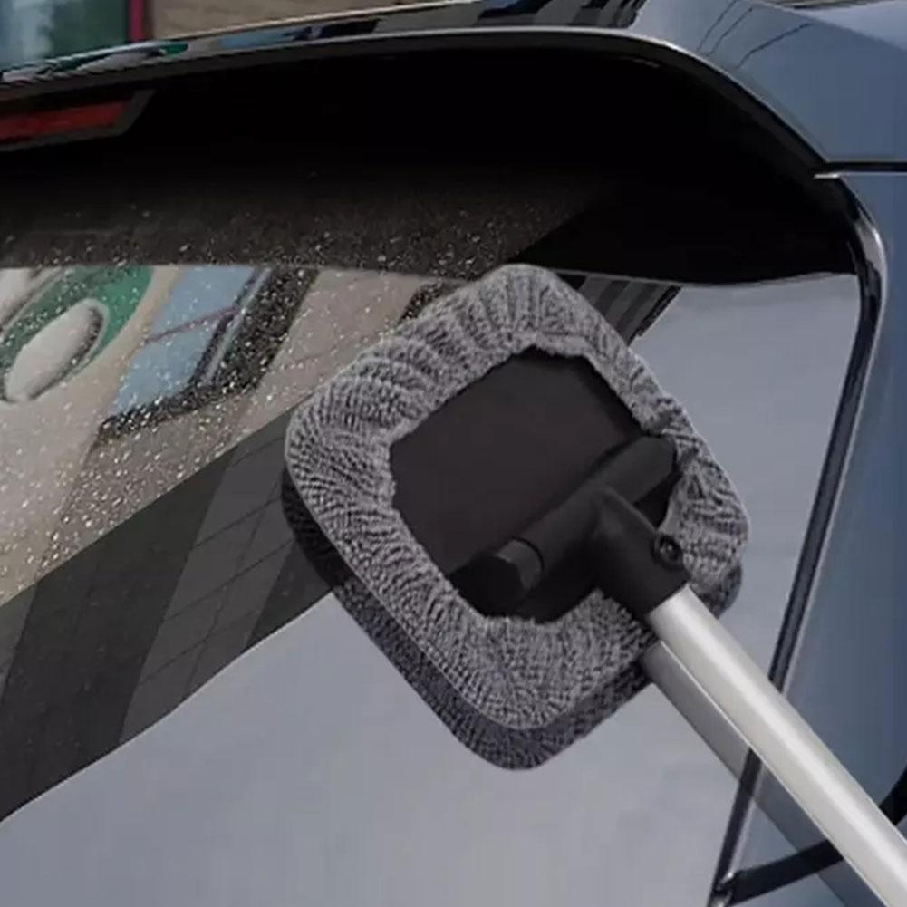 Auto Fensterputzbürsten-Set Windschutzscheibenreinigung Waschwerkzeug Auto Glaswischer mit Mikrofaserpads und langem Griff Autozubehör