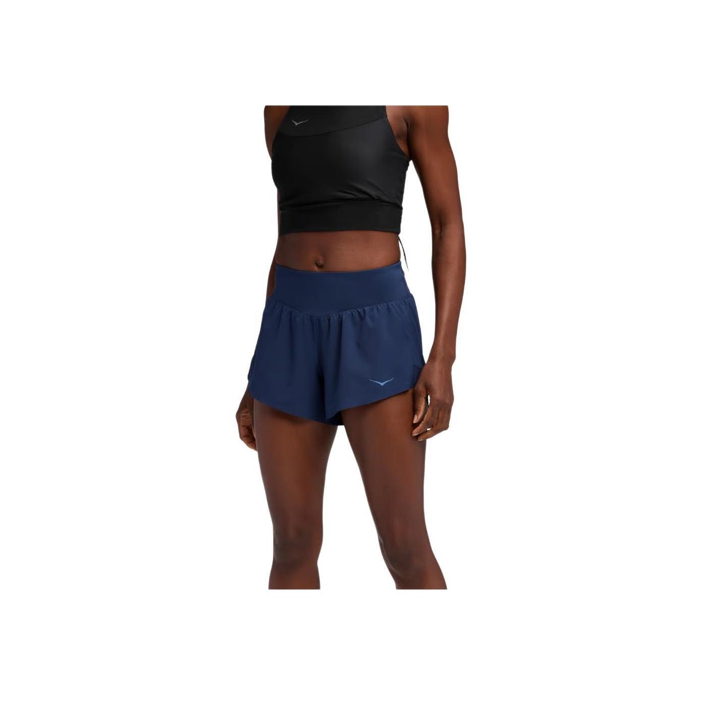Hoka One One Printed Elastic Waist Three-Quarter Sports Shorts Women shorts 1176974-MDNB XS