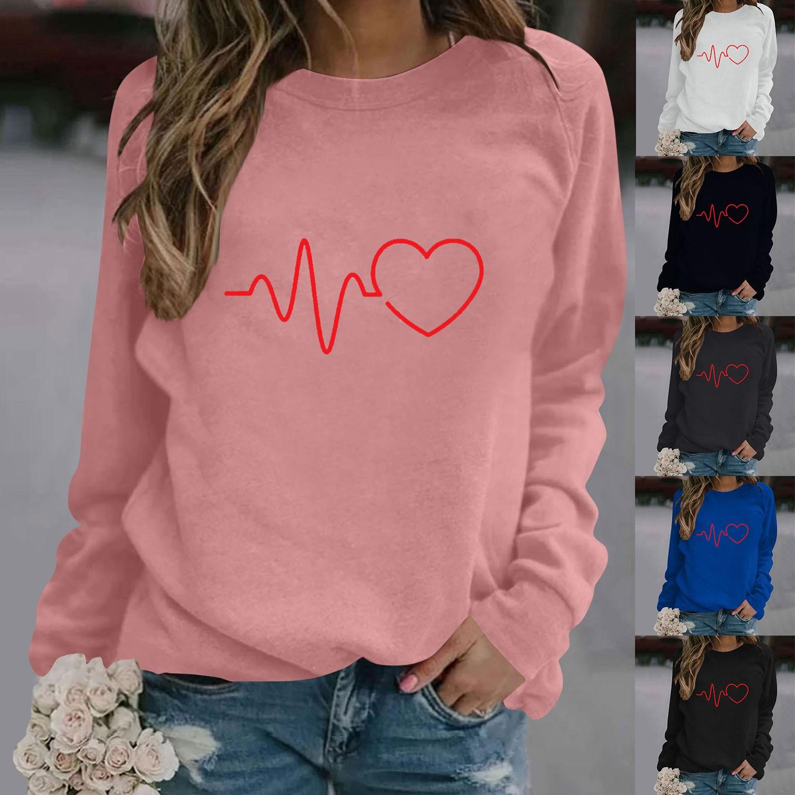 

Женский модный повседневный однотонный свитер с длинным рукавом и принтом ко Дню святого Валентина