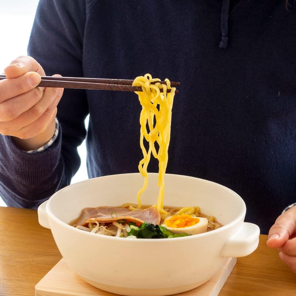 Kamoshika Dougu Store Open-Food Ramen Pot with Rice Spoon and Base, Single-Serving Pot and Serving Bowl, Banko Ware, Made in Japan, Black