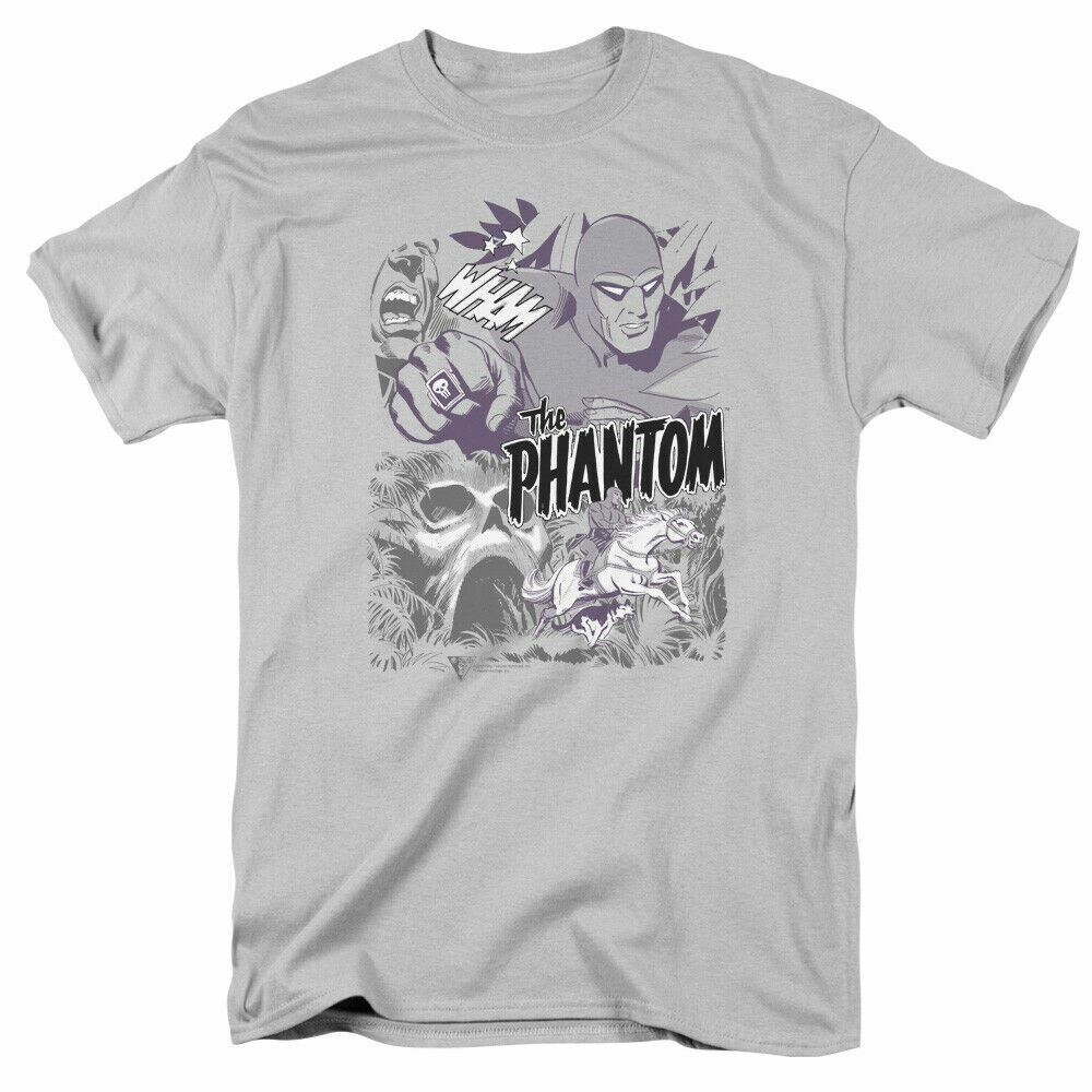 

26 The Phantom Ghostly Collage T Shirt Mens Licensed KF Comics Tee Silver Unisex T-Shirt L