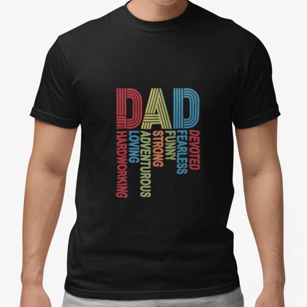 Dad Shirt Colorful Typography Hardworking Loving Strong Father Gift Tee S