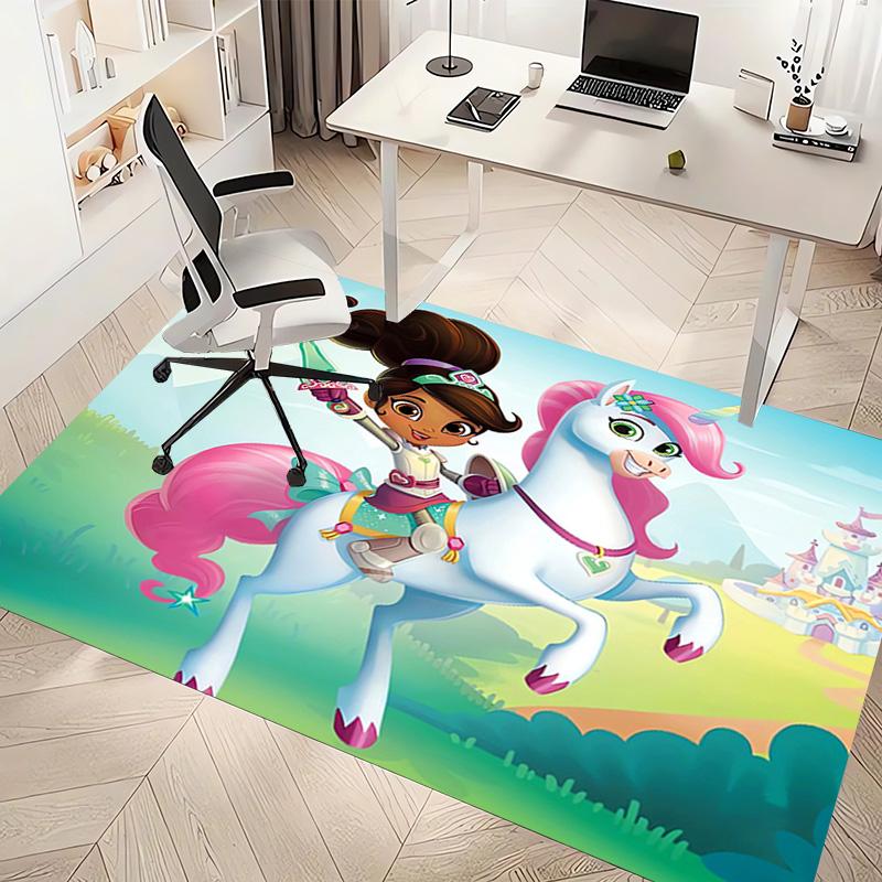1pc Nella the Princess Knight Print Area Rug - Soft, Washable Non-Slip Indoor Mat, Living Room, Home Office Decorative Rug,Office Decorative