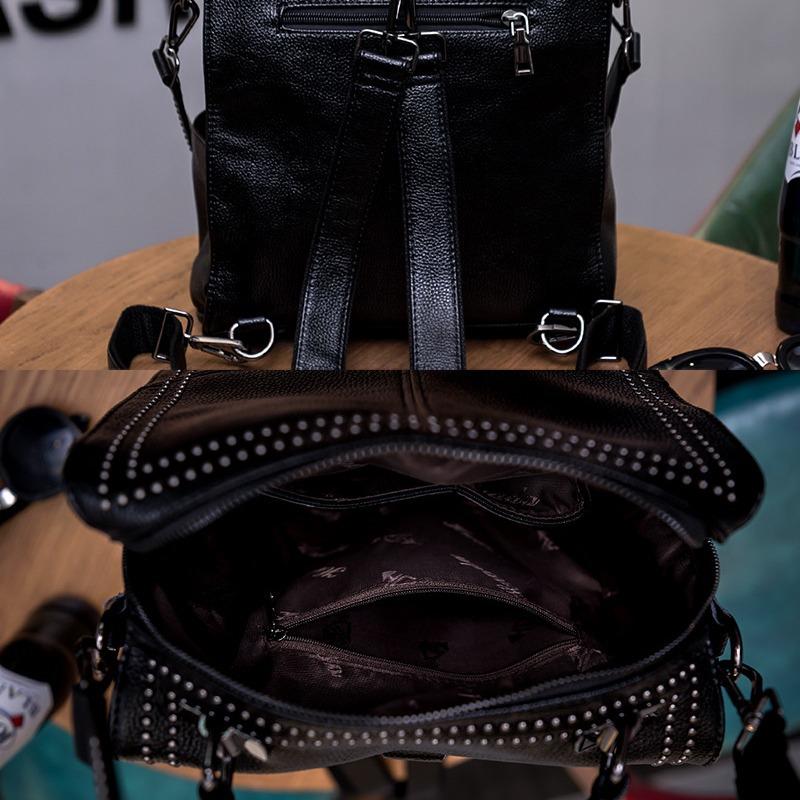 Women's Leather Backpack, Korean-style Crossbody Bag, Versatile Leather Handbag, Backpack