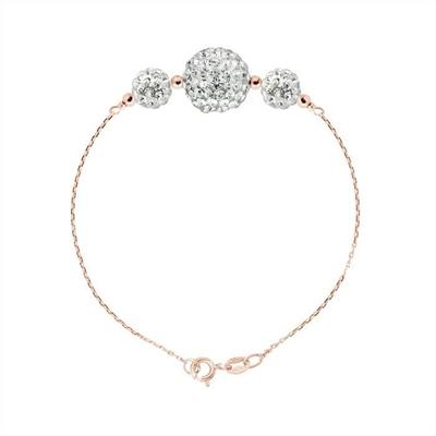 Pulseira - LOVA LOLA VAN DER KEEN - 3 Bolas - Prata Esterlina 925 - Cristal Genuíno - Ouro Rosa