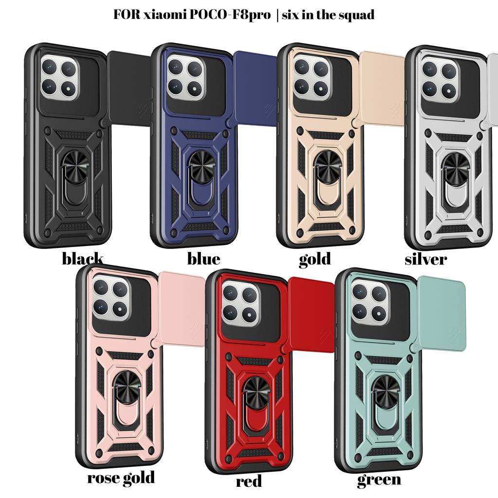 For Xiaomi Poco F8 Pro Case Poco F8 Pro Cover Poco F8 Pro Magnetic Ring Holder Armor Phone Case Slide Camera Protect Back Cover