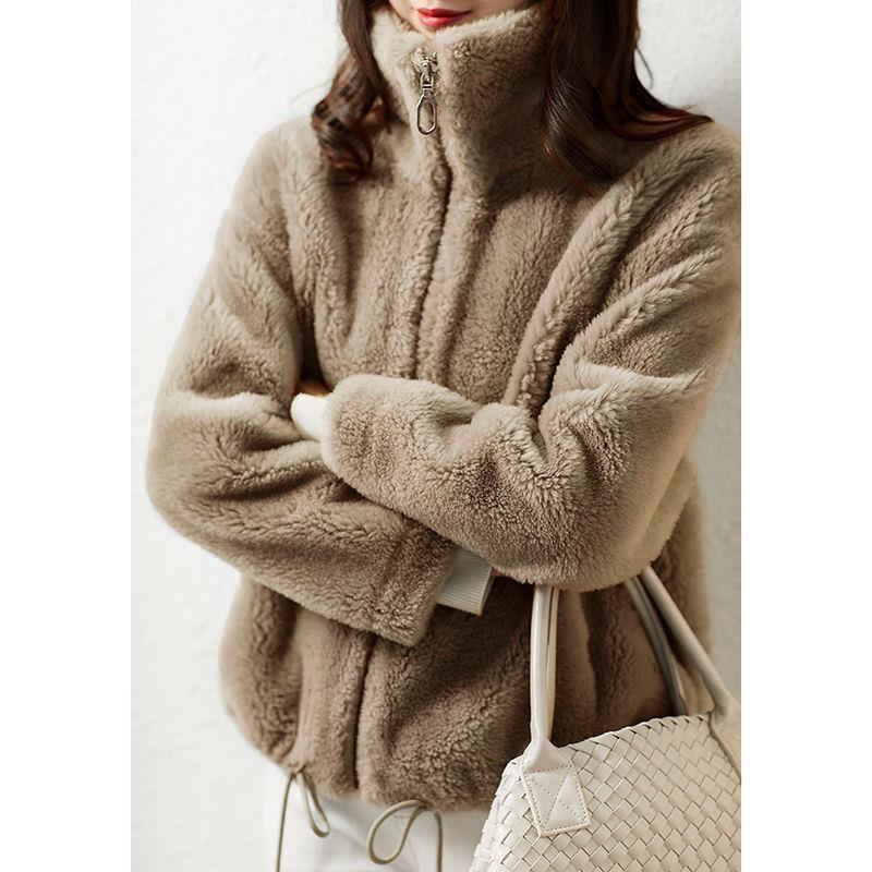 Women's Coat Stand Collar Zipper Warm Jacket Casual Winter Wear