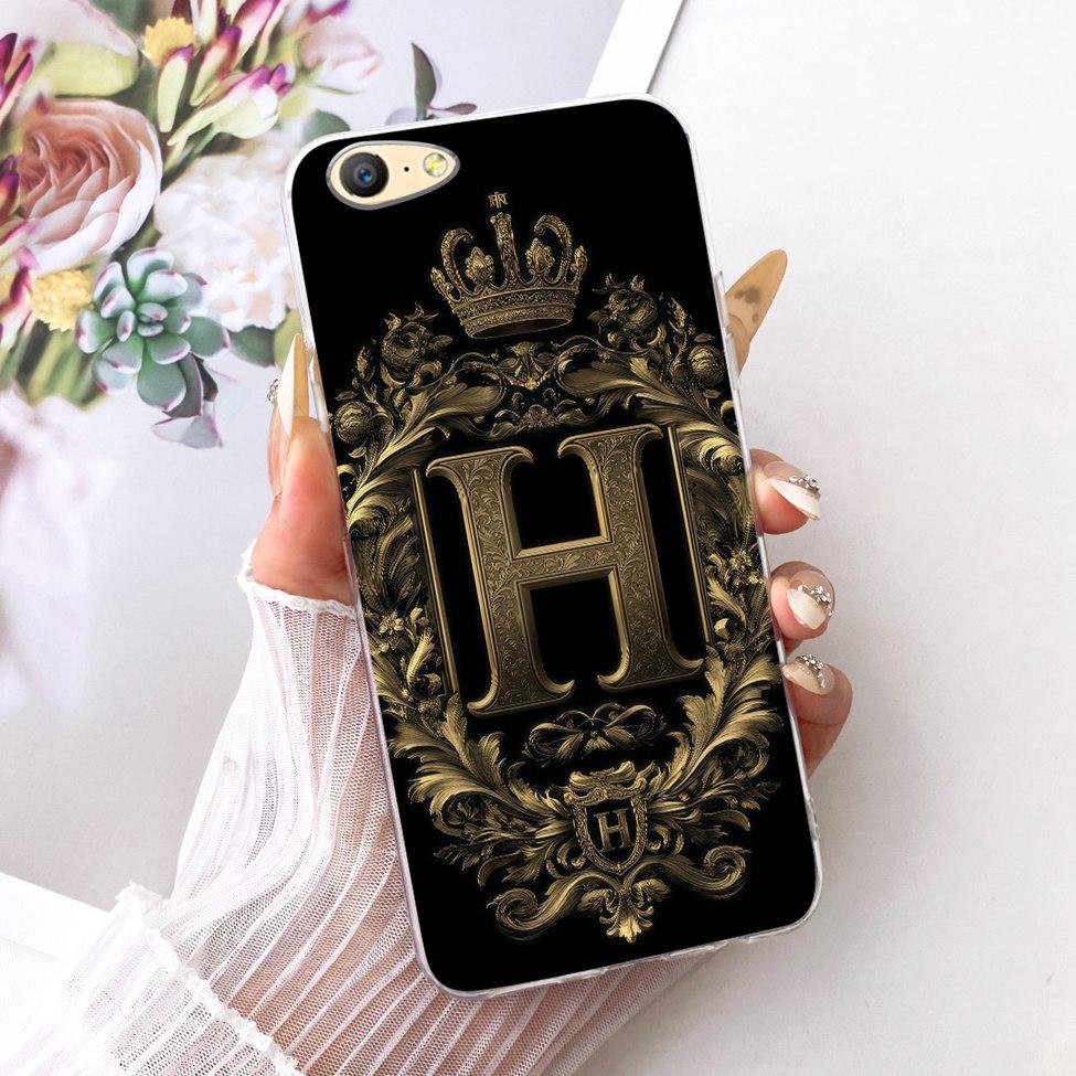 Transparent For Oppo CPH1701 Cover For Oppo A57 2016 Case Luxury Crown Fashion A-Z Letters 2D Flat Pattern Soft Phone Case
