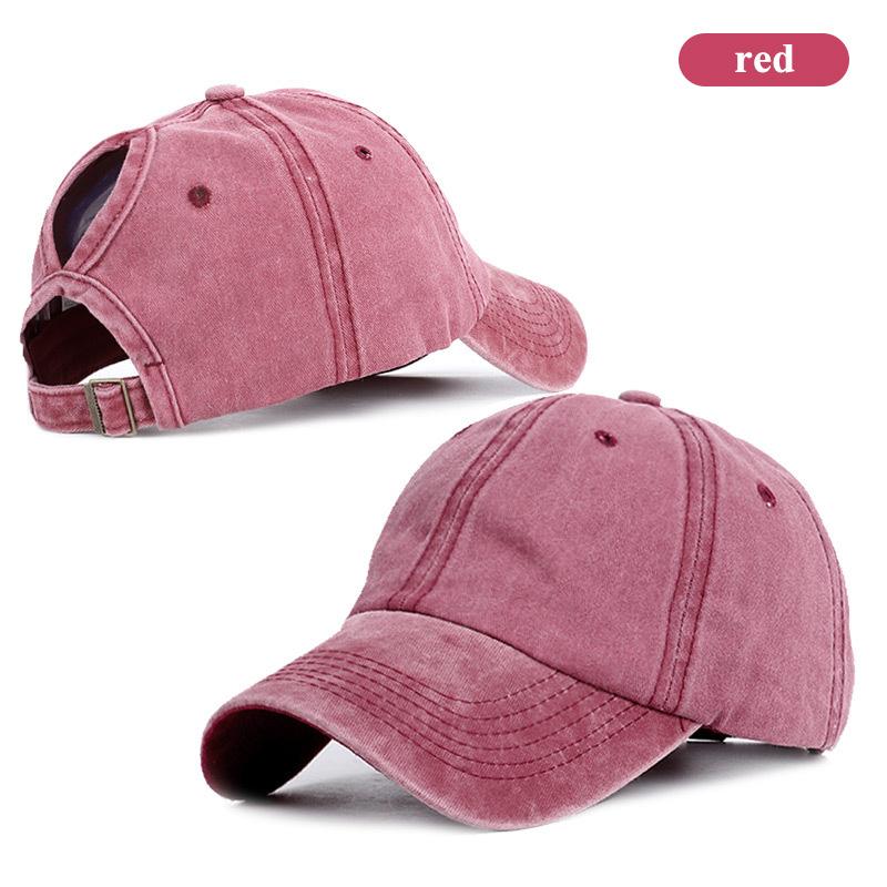 Vintage Washed Cotton Baseball Cap Women Hollow Out Ponytail Hat Outdoor Sports Female Visor Casual Sun Hat
