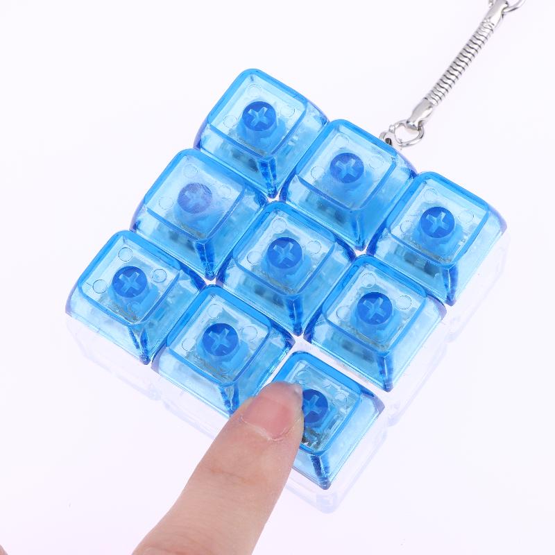 9 Keys Finger Keyboard Caps Relief Stress Toy Button Keycap Keychain Mechanical Keyboard Button Stress Relief Toys