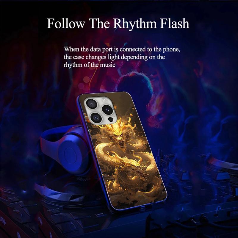 Für iPhone 16 Pro Max Hülle Call Flash Serie Musterdruck Gehärtetes Glas+TPU Combo Handyhülle