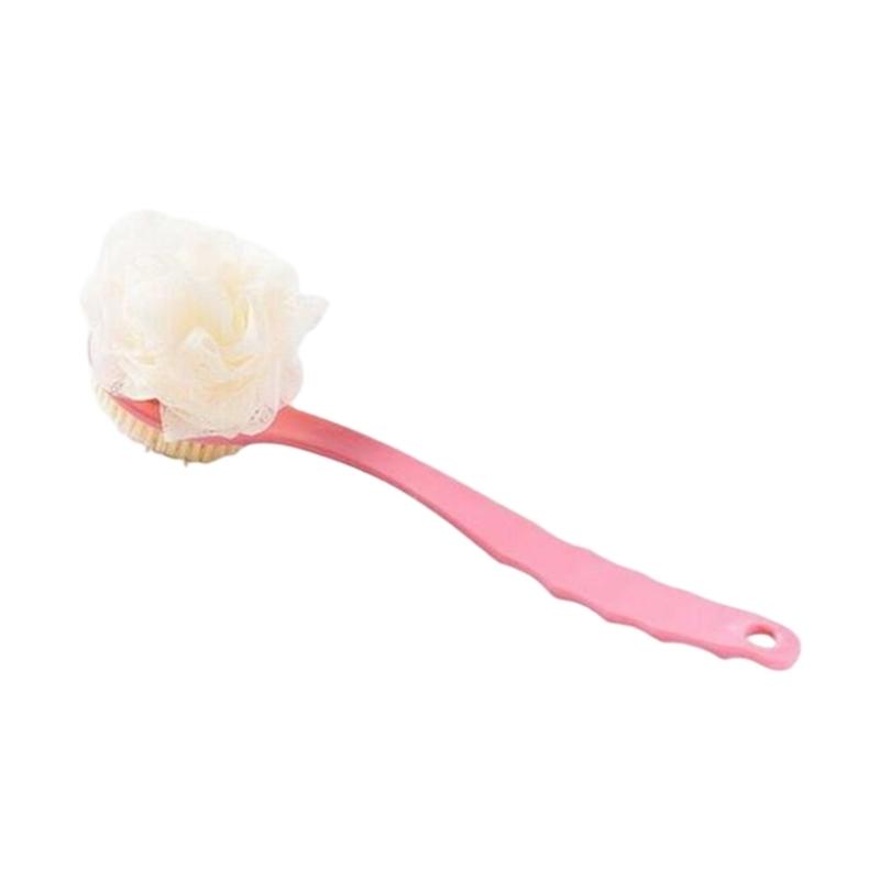 

Bath Brush Ergonomic Body Scrubber Plastic Handle Skin Massager For Effective Bathing Routine розовый