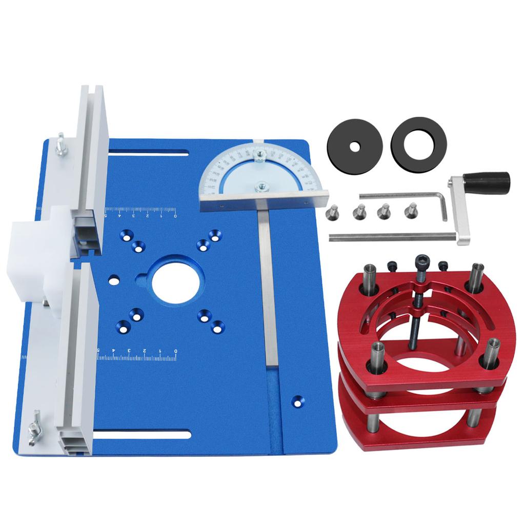 Woodworking Router Lift Kit Aluminum Router Table Insert Plate with Miter Gauge Slot for 65mm Trim Router Motors