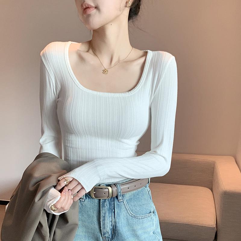 Women's Slim Fit U-Neck Long Sleeve T-Shirt - Spring Style