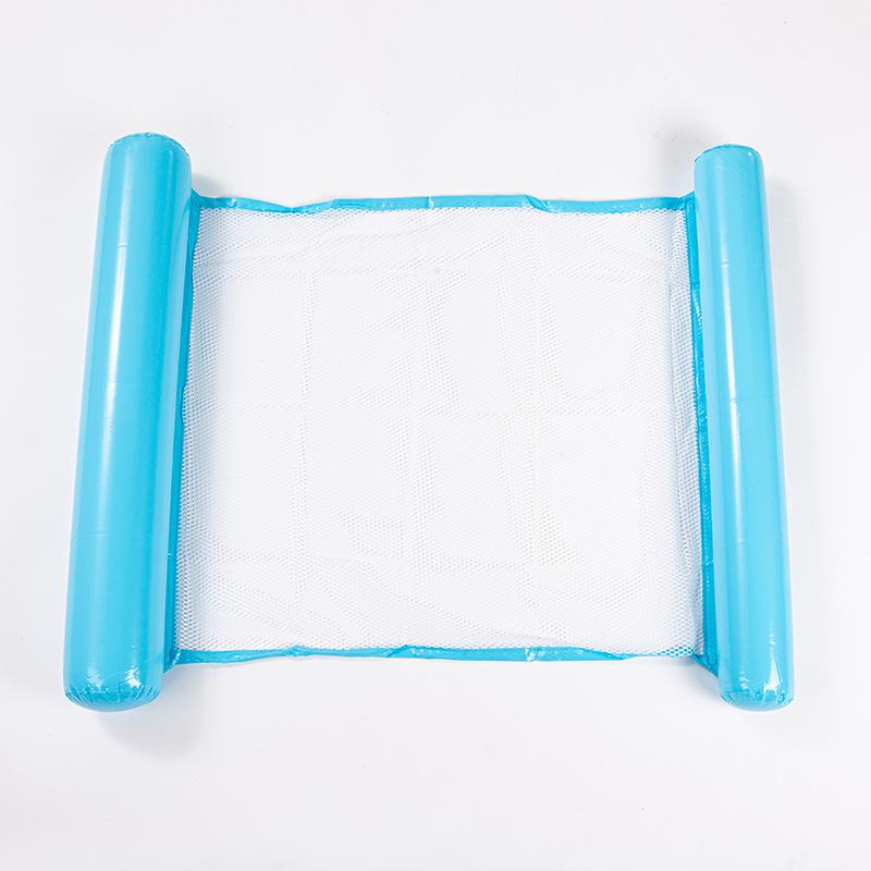Inflatable Striped Double Float Bed with Foldable Mesh Back Lounger 130 x 80 cm