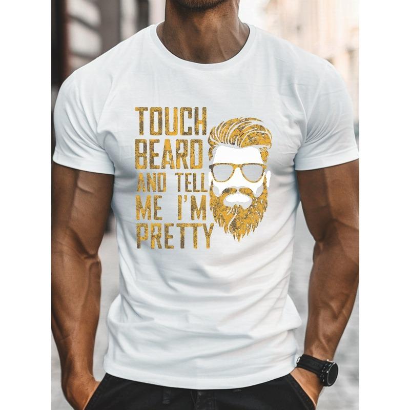 

European sizes [Graphic Beards T-Shirts] Plus Size Casual Short-Sleeve T-Shirts - Graphic Prints of Beards And Glasses 4XL білий