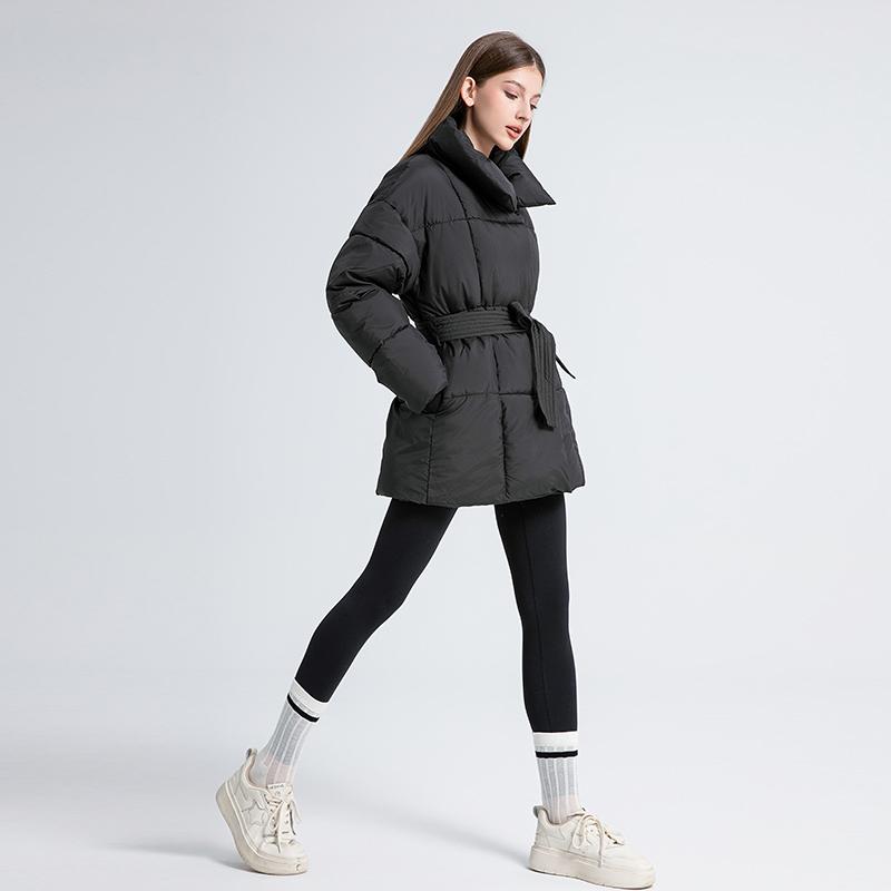 Høst Vinter Varm jakke Dame Ensfarget Slank Medium Lang Krage Kåpe Parkas Yttertøy M-XXL