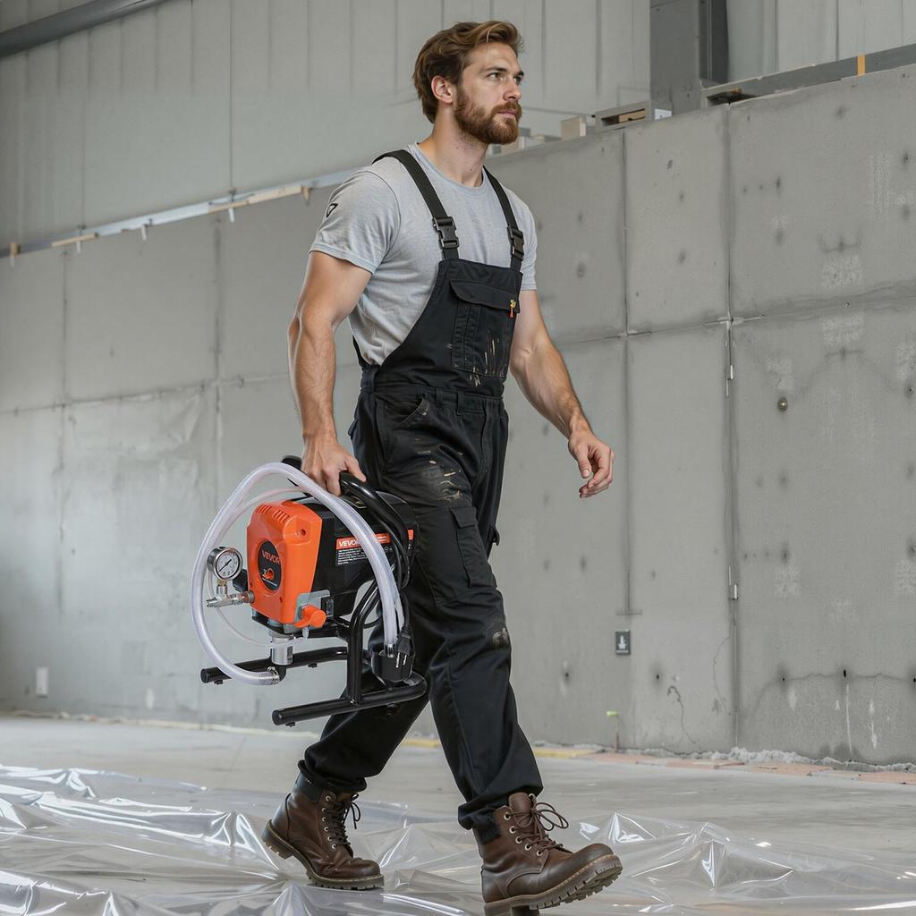 Stand Airless Paint Sprayer, 900W, 3300PSI High Pressure Airless Sprayer, Cleaning Brush, Hose, Extension Rod, Nozzles, Electric Spray Paint Machine